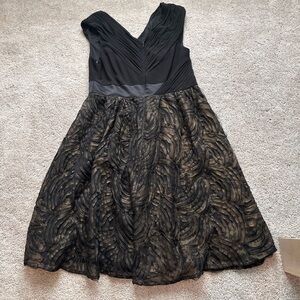 Andre Oliver Black and Gold Textured Midi Dress